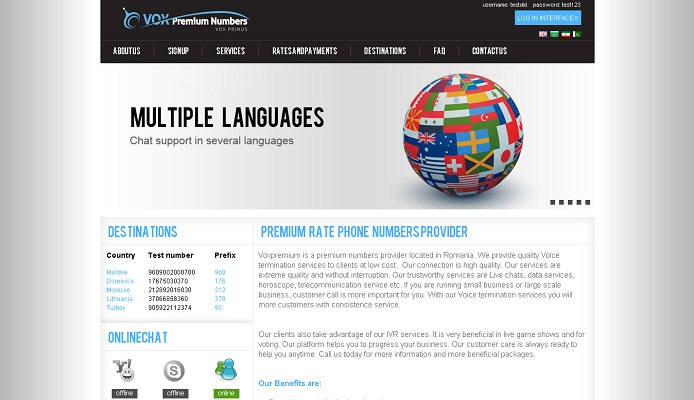 Creare website corporate Vox Premium Numbers